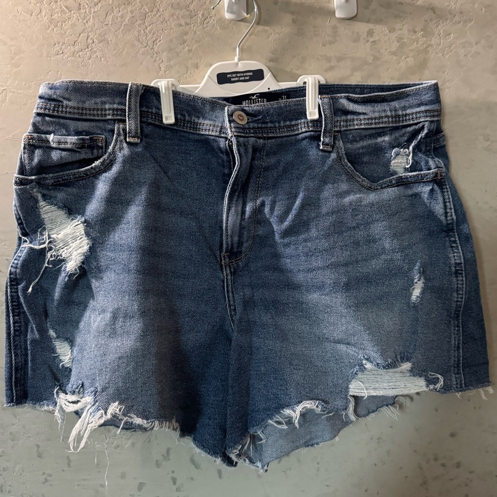 Hollister Dark Blue Distressed Jean Shorts